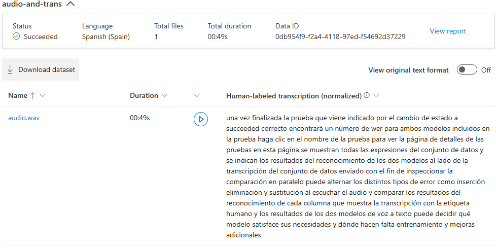 Azure Speech - unable to train a custom model. Getting error 'Internal ...