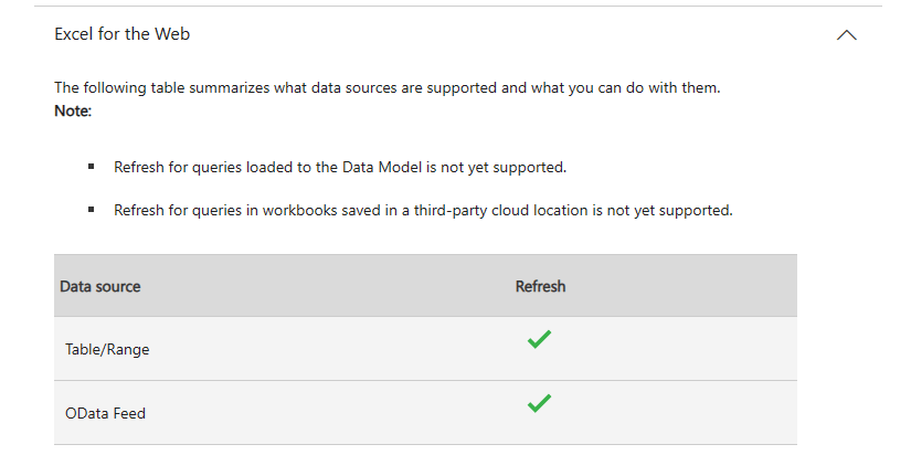 Queries do not refresh in web version of excel, but refresh on desktop ...
