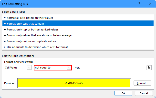 Excel highlight cell based on another cell but whole row rule ...