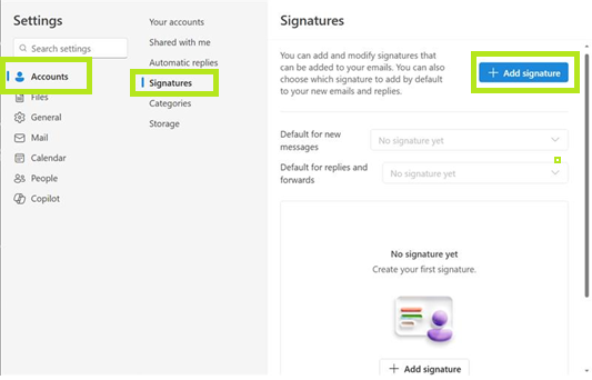 Can't add signature in Outlook - Microsoft Q&A