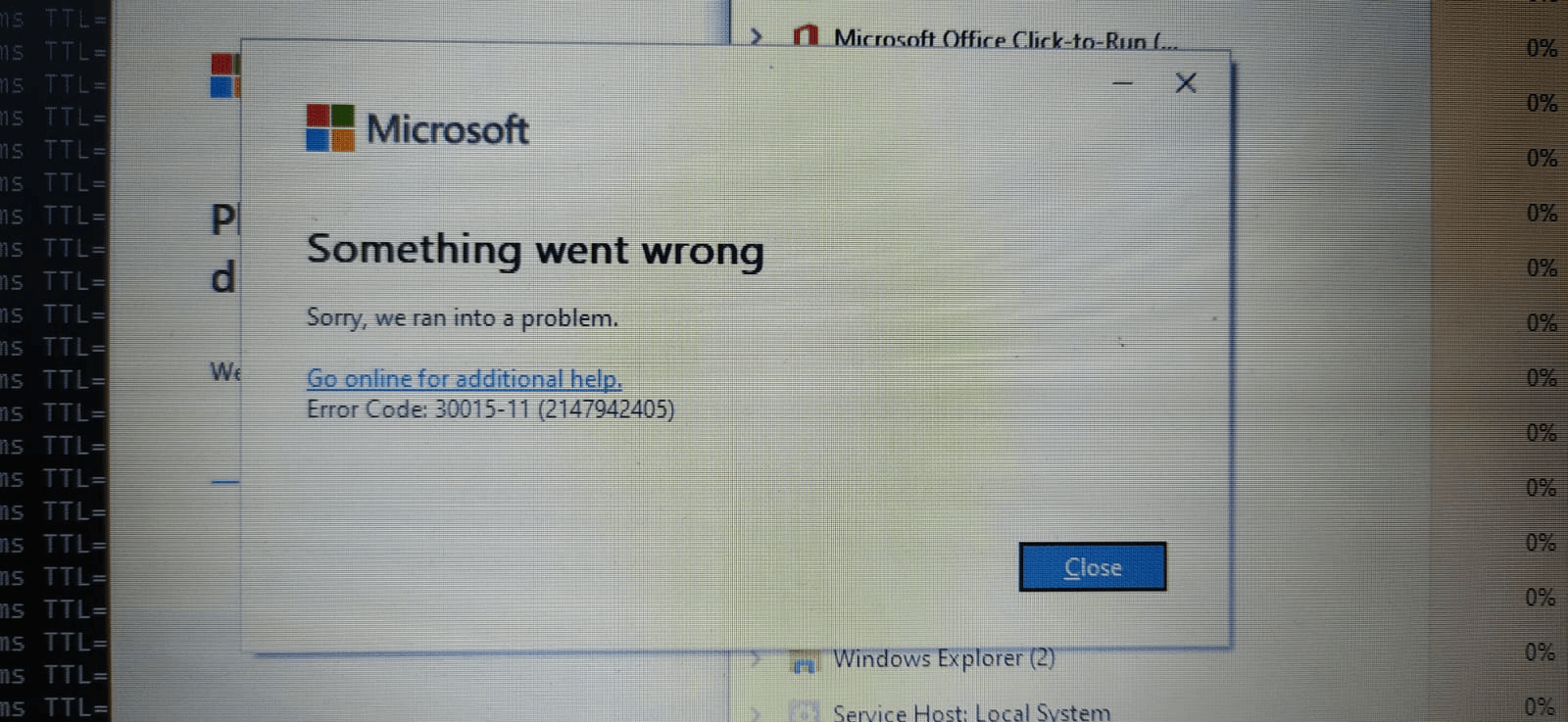 Office 365 Always error in 97% - Microsoft Q&A