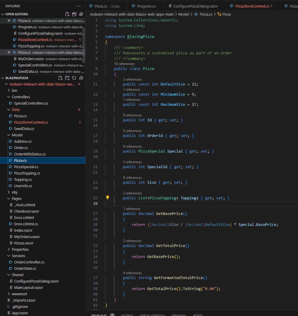 pizza.cs in model folder