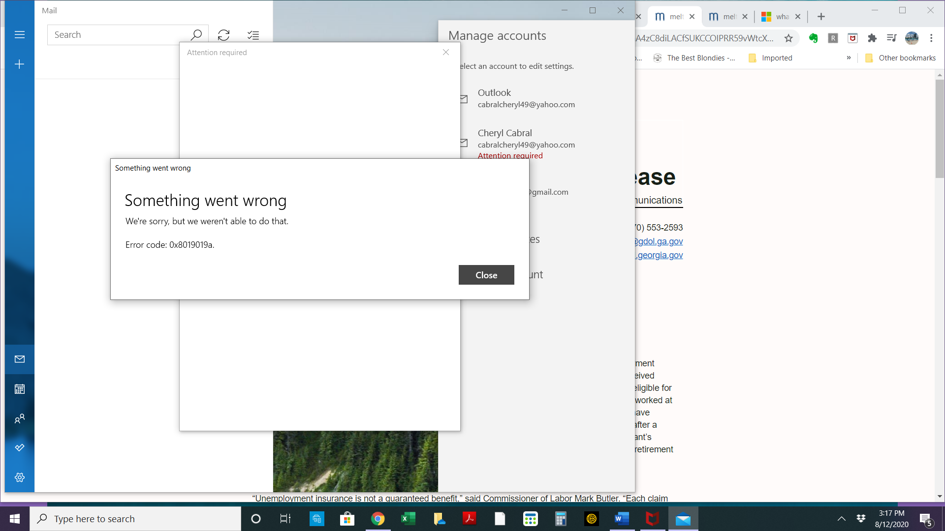 Updating yahoo email account - Microsoft Q&A