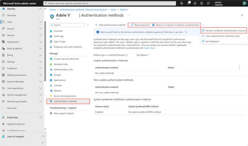 Microsoft Entra admin center P Search resources, services, and docs (G+/) admin Các CONTOSO Identity Home 