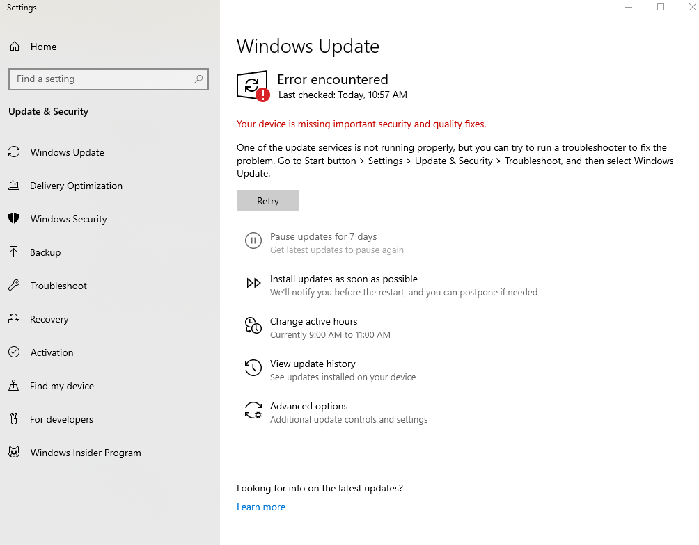 Need help with Windows Update issue / Not able to run windows update ...