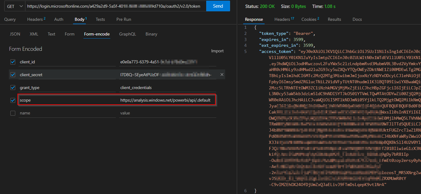 I need to access the Microsoft Fabric REST API using an Azure service ...