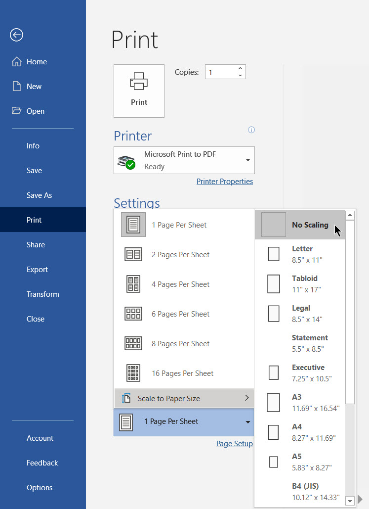 Word documents print smaller or larger than shown in Word - Microsoft Q&A