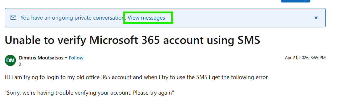 Unable to verify Microsoft 365 account using SMS - Microsoft Q&A