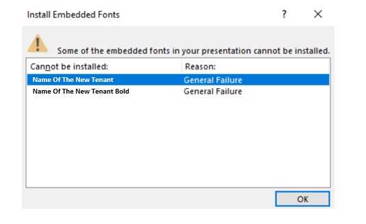 Install Embedded Fonts - General Failure - Microsoft Q&A