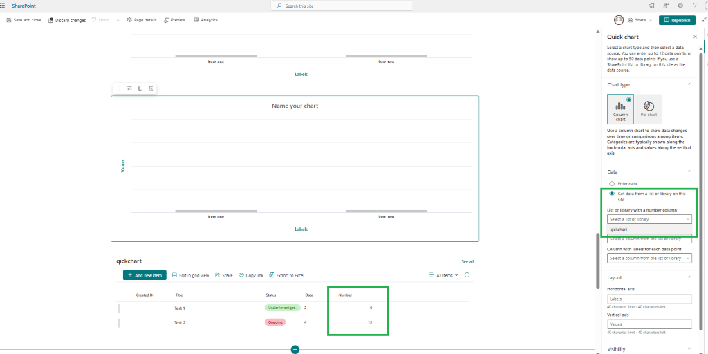 Issue in Creating Qick Chart on choice column in Sharepoint List ...