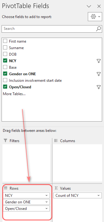 How to create charts for open and closed data - description below ...