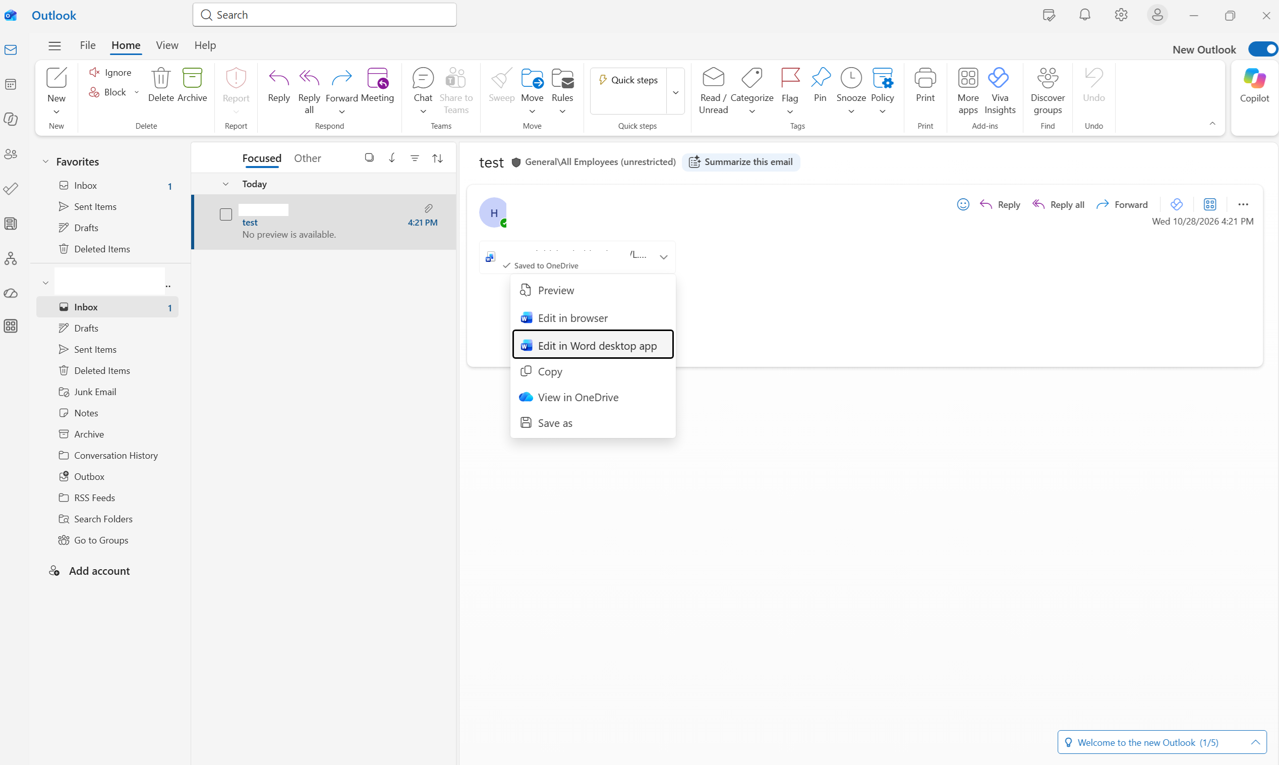 Issues opening attachments in New Outlook - Microsoft Q&A