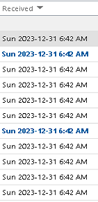 Outlook is showing the same received date time for several different ...