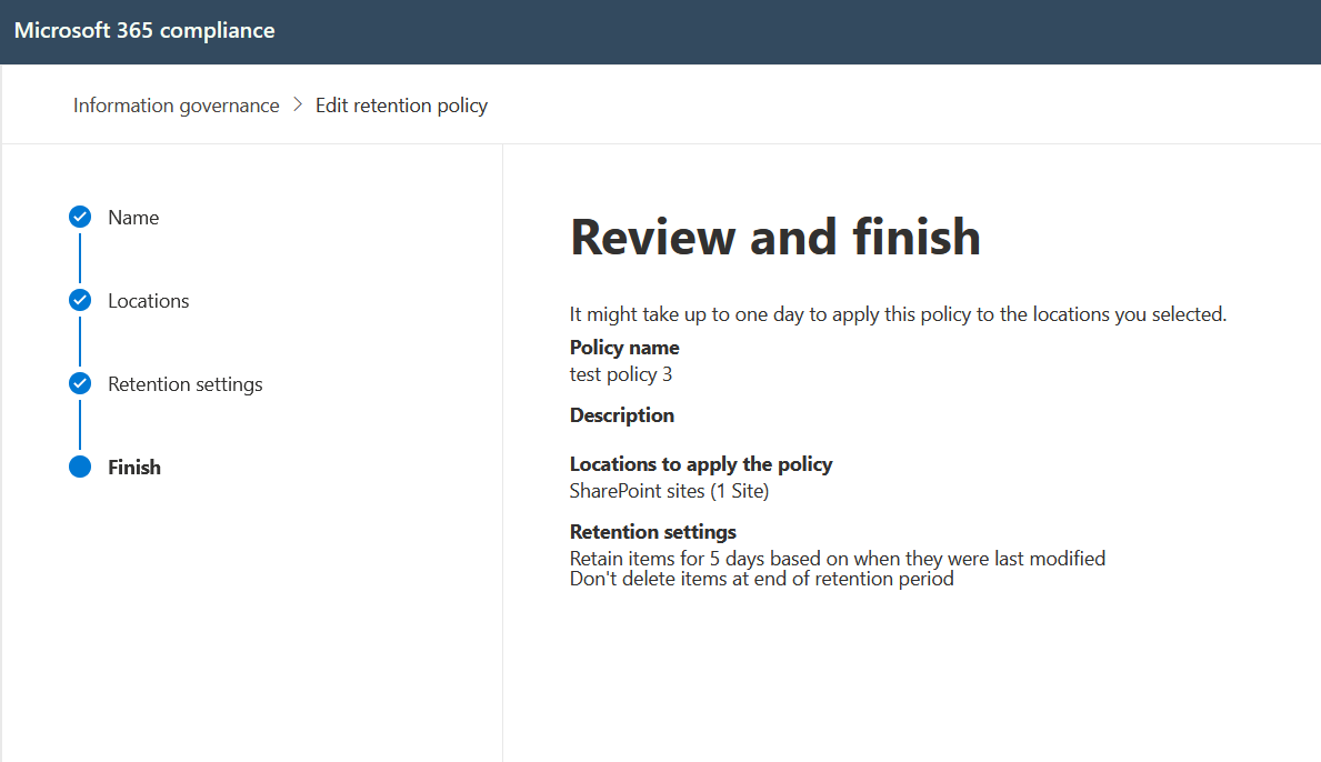 Retention Policy for SharePoint not working - Microsoft Q&A