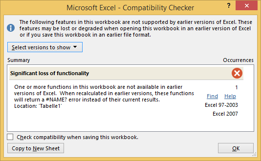 Existing 2010 Excel files were automatically converted to 2016 Excel ...