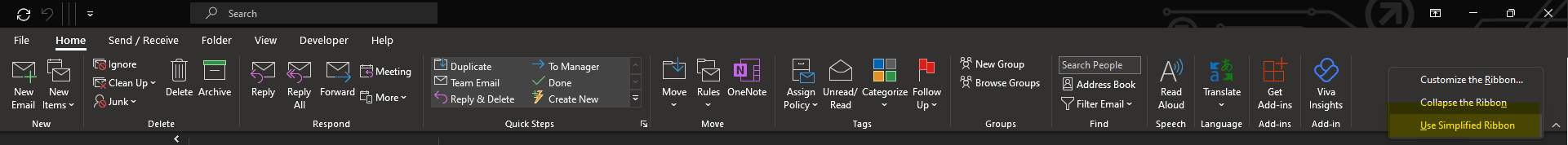 How to switch back from Outlook Classic Ribbon to Simplified ...