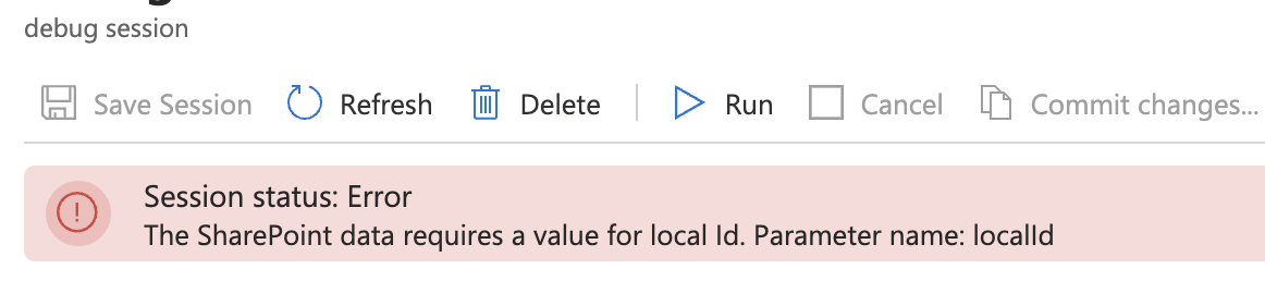Session Debugger error