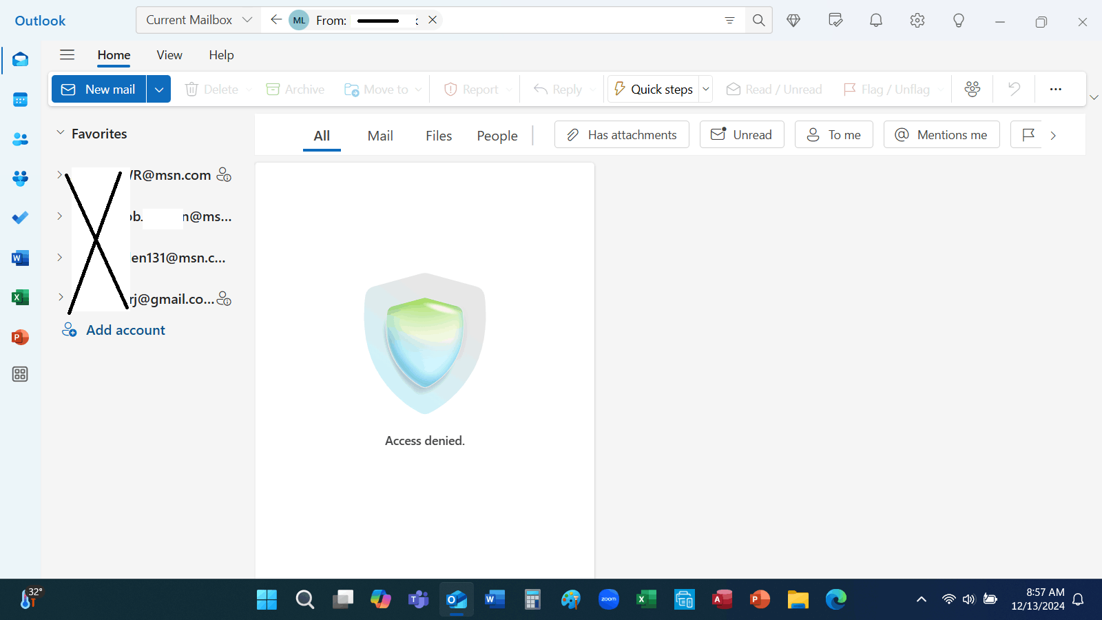 Outlook Behavior Change -- Access Denied Message - Microsoft Q&A