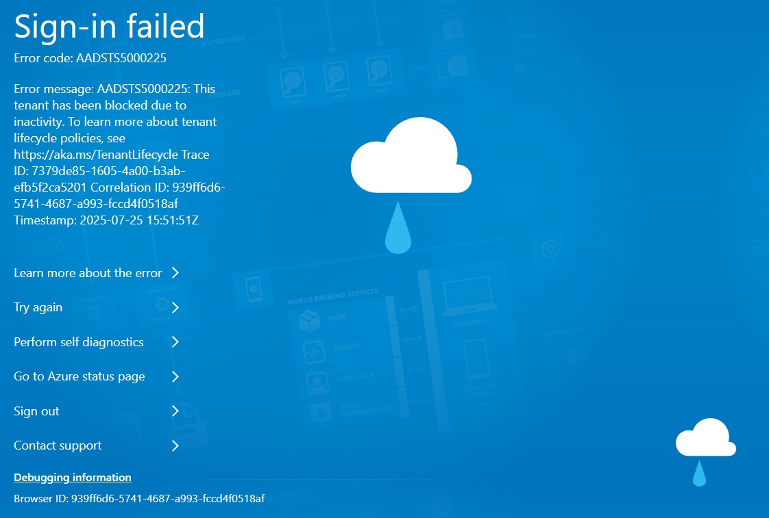 Azure portalにサインインができません(Error code
