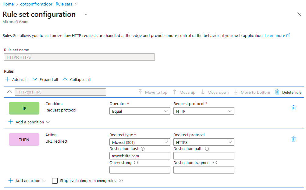 azure-front-door-rule-set-301-redirect