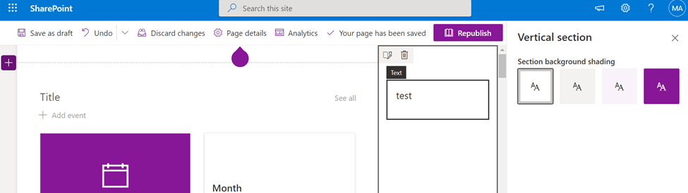 SharePoint Modern page with vertical section top margin - Microsoft Q&A