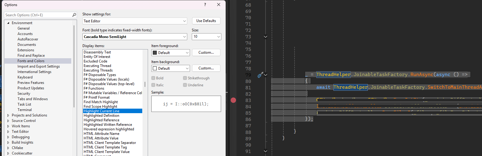 How to disable white background when breakpoint hits - Microsoft Q&A