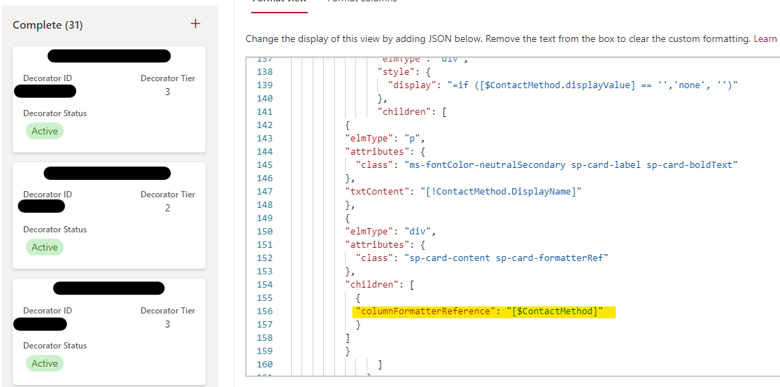 SharePoint List - Card View Headers - JSON - Microsoft Q&A