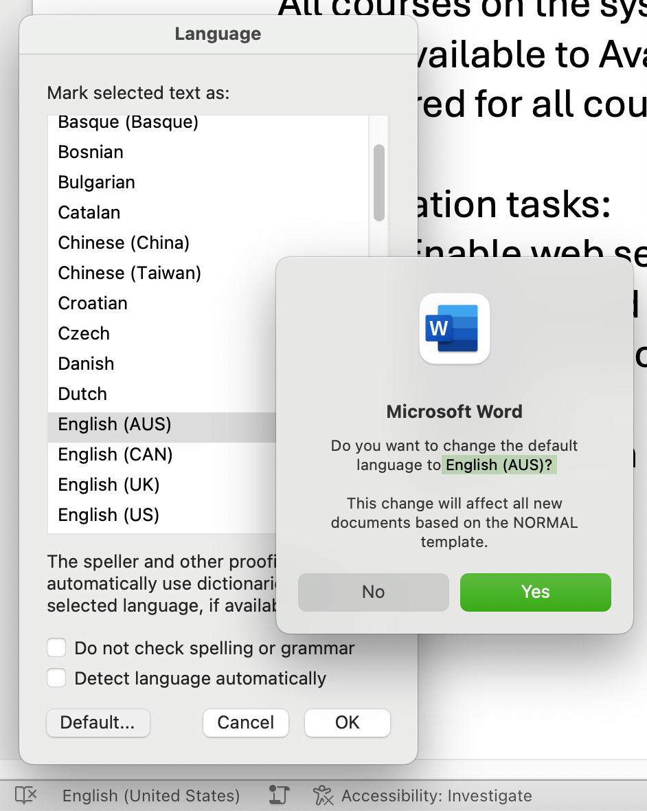 How do I get Word to stay in English (AUS) ?? FOR EVER - Word for Mac -  Microsoft Q&A
