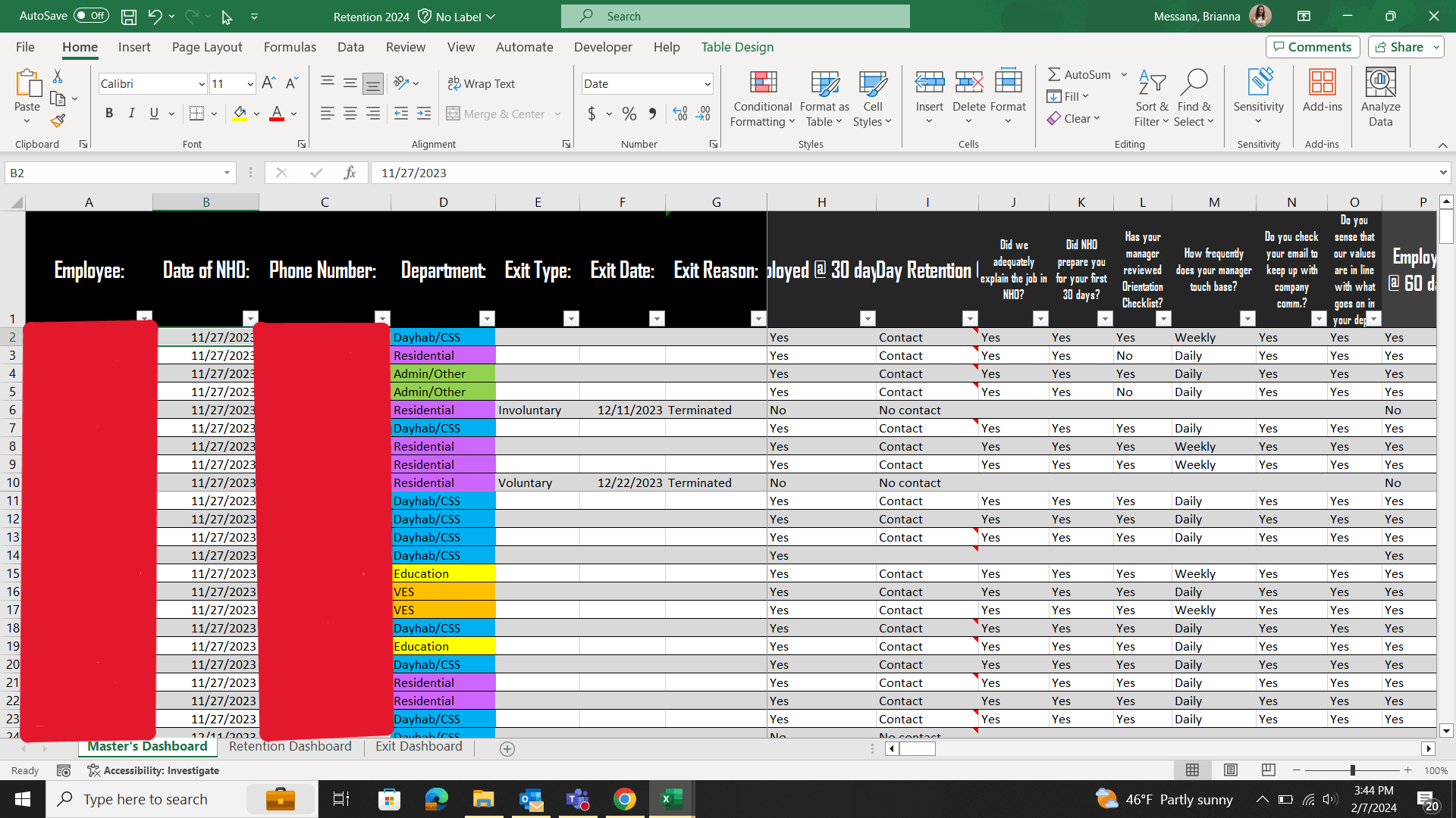 Working on a retention worksheet- I need to know the percentage of ...