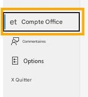 etCompte OfficeCommentairesOptionsX Quitter