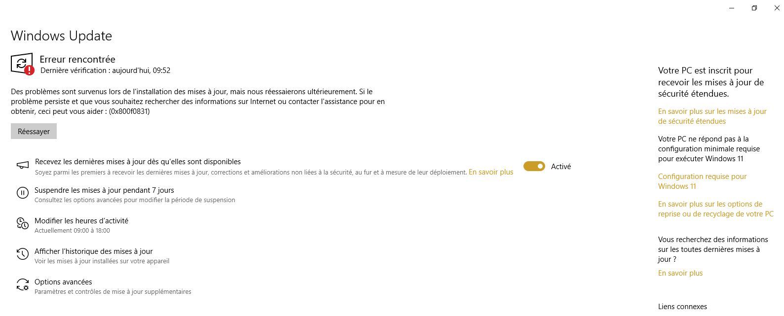 erreur Windows Update