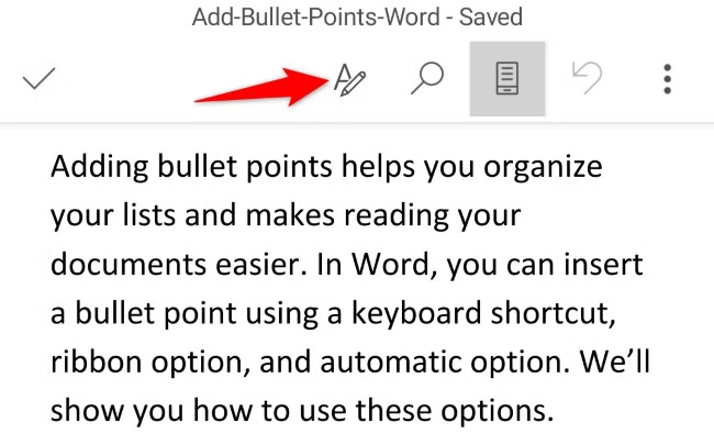 Tap the icon of an A and a pencil.