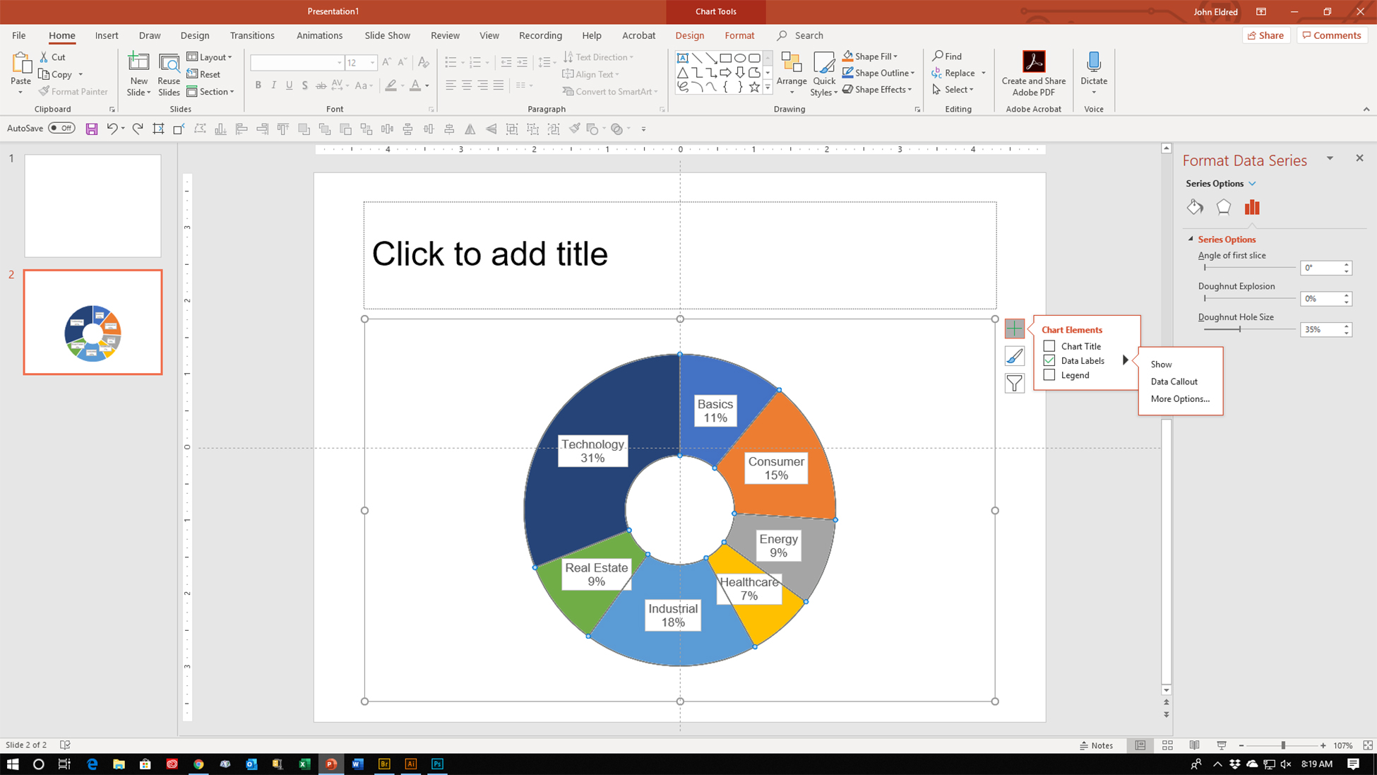 Pie Chart - Value Label Options - Outside of Chart - Microsoft Q&A