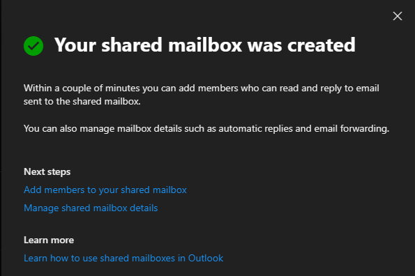 Shared Mailbox Creation down? - Microsoft Q&A