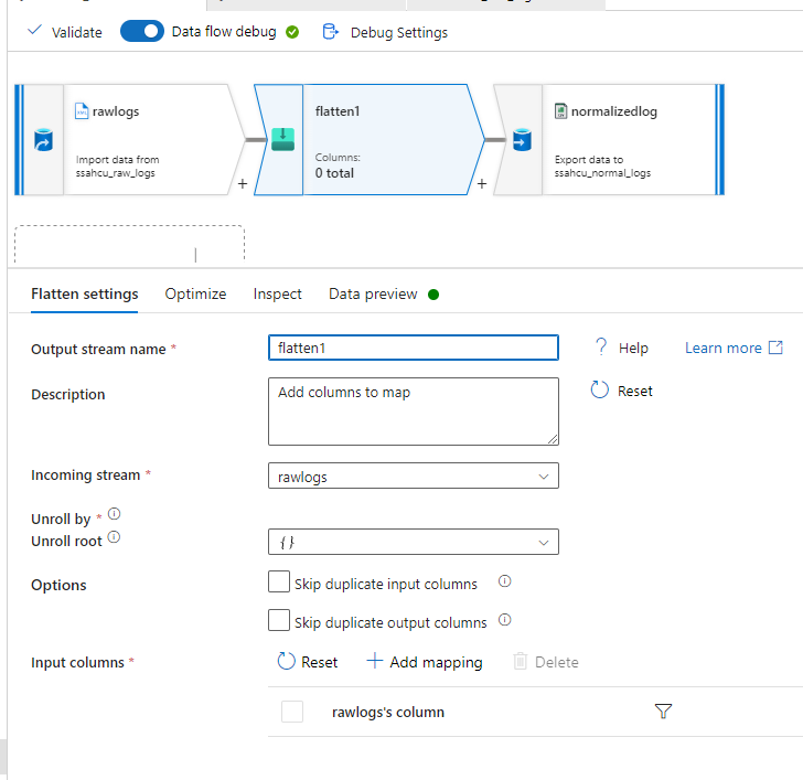 Which dataset and schema to choose in Azure Data Factory for log ...