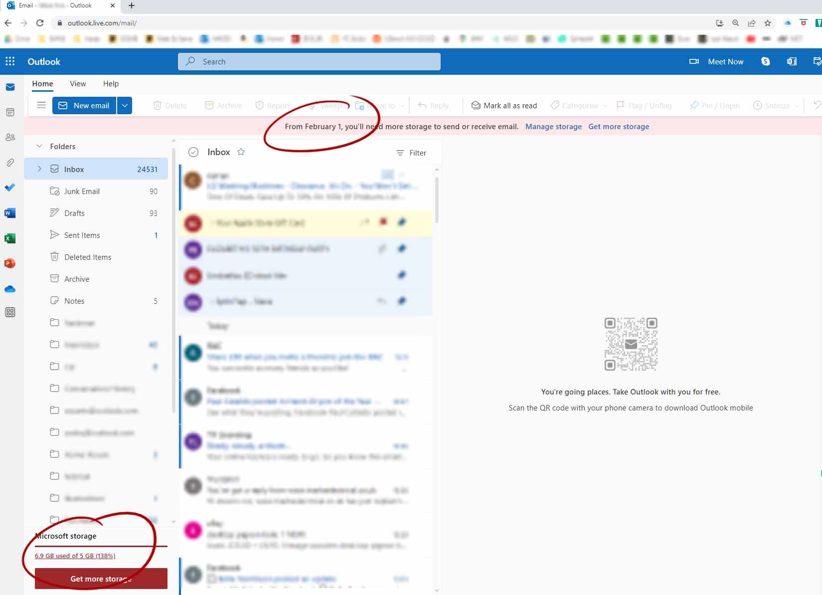 Why has my email storage suddenly leaped to 138% full? - Microsoft Q&A