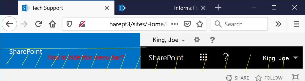 How to hide the top Apps menu bar on Sharepoint 2019? - Microsoft Q&A