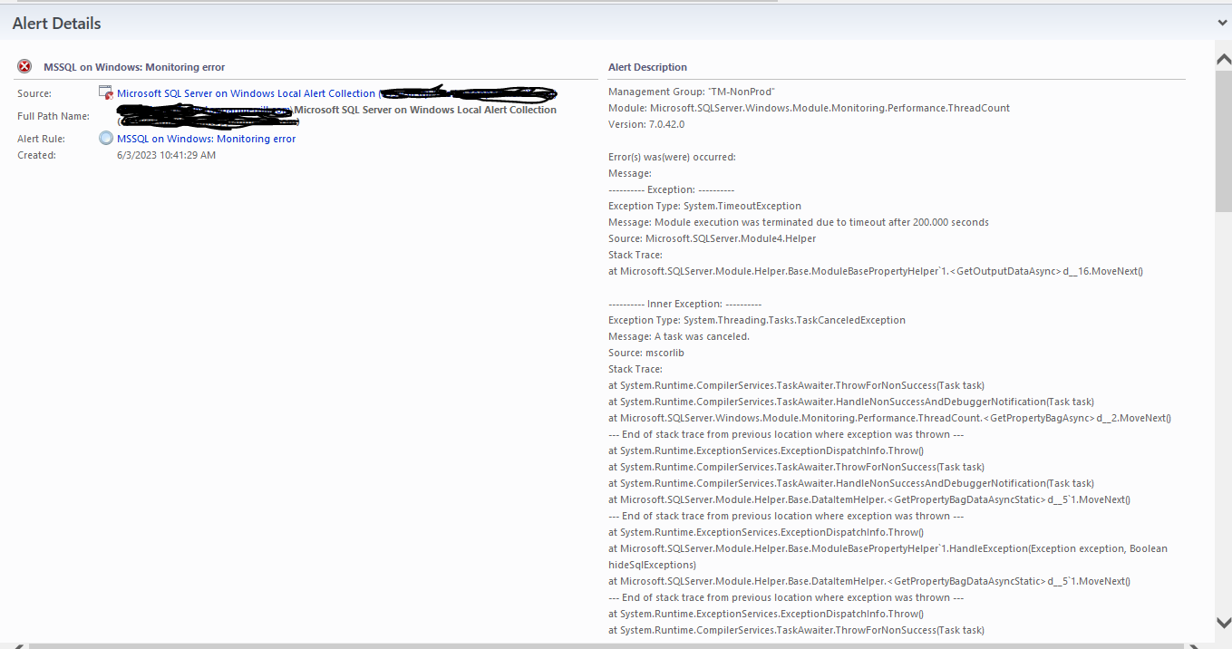 MSSQL on Windows: Monitoring error - Microsoft Q&A