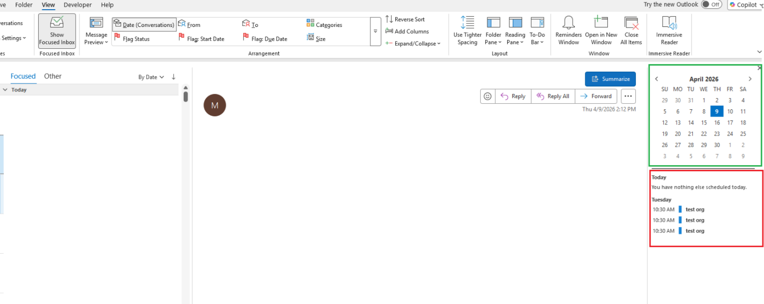 Classic outlook calendar in mail view customization - Microsoft Q&A