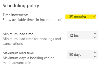 Bookings | Time Increments Not Working - Microsoft Q&A