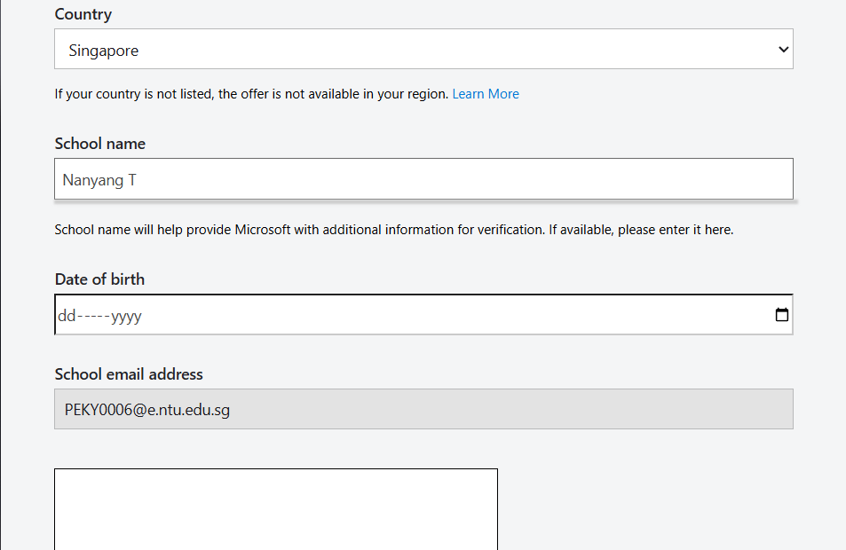 Drop-down list for academic verification not showing up - Microsoft Q&A