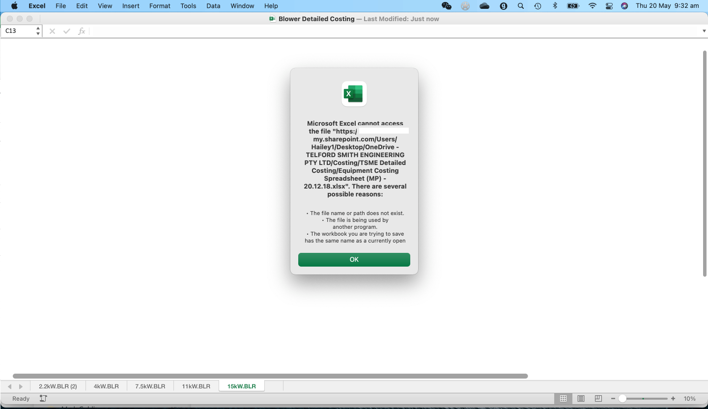 Popup boxes: "Cant Open File" and "Cant access file" only to open after ...