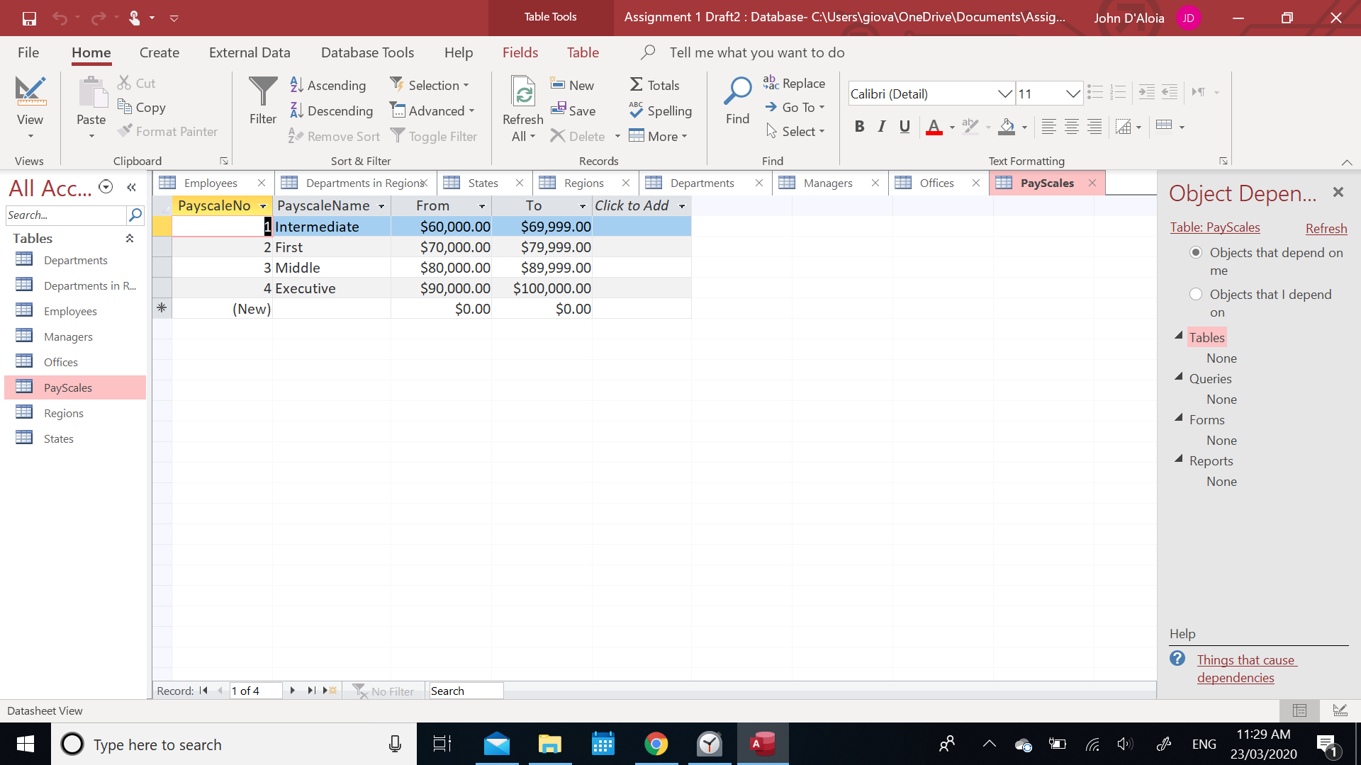 Restricting the Salary input based on the Payscale in Access ...