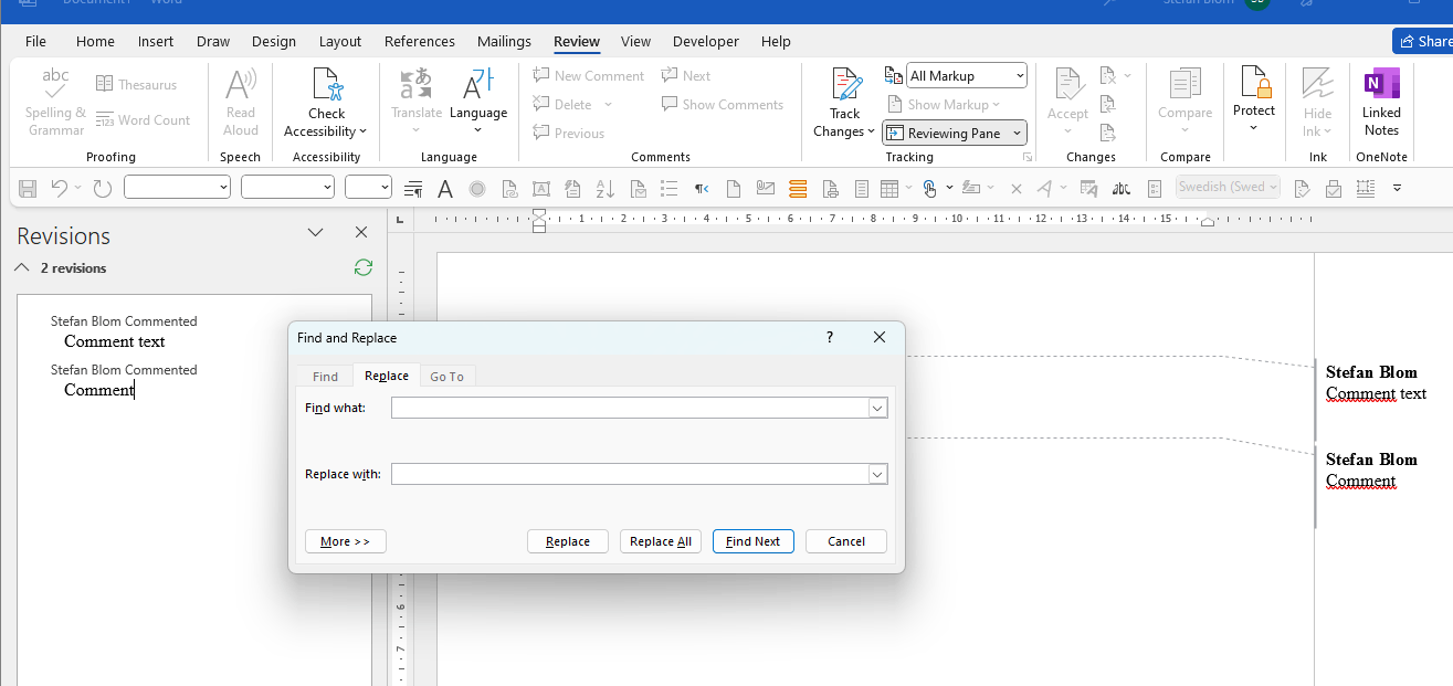 How can I find and replace text in 