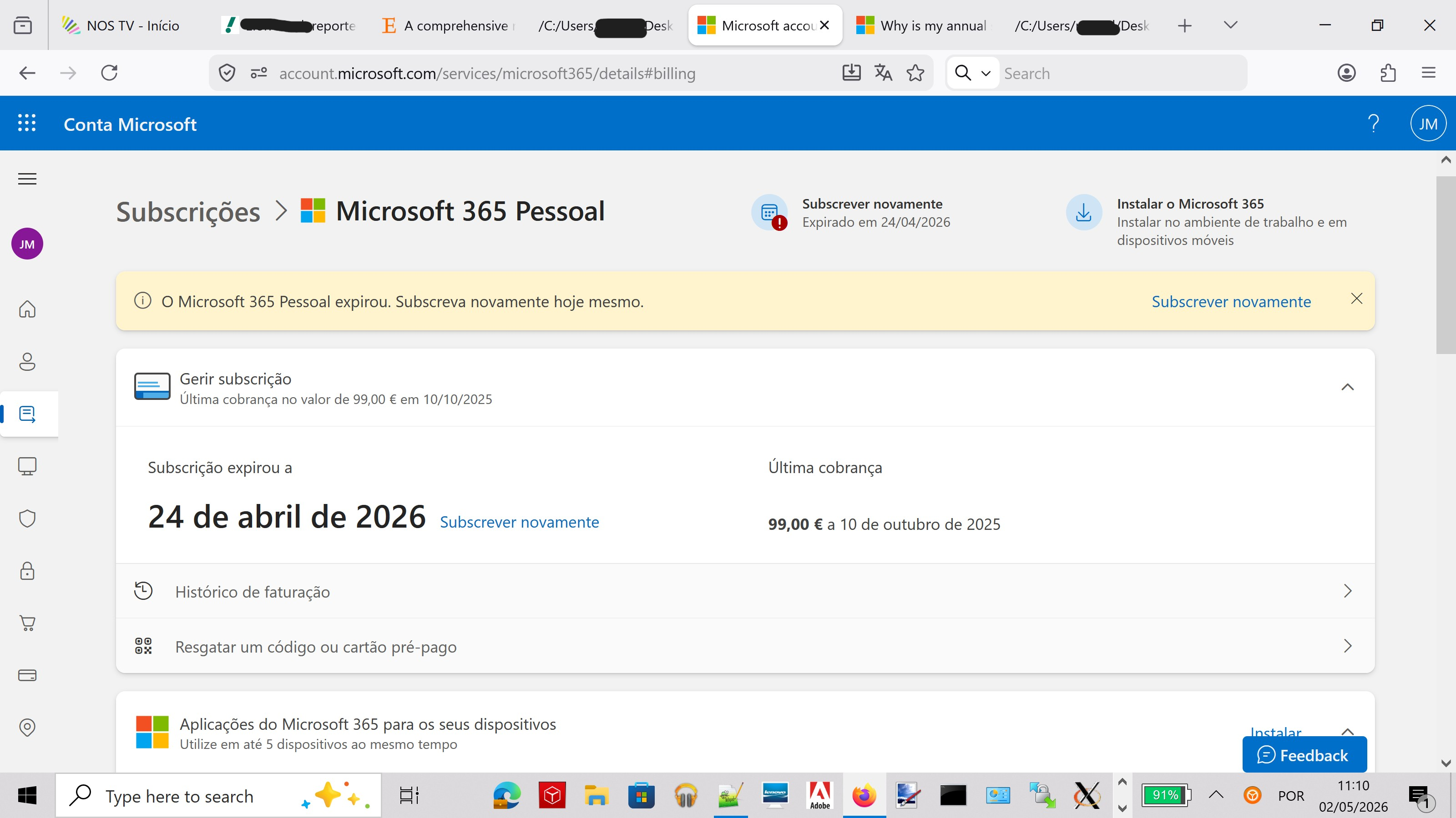 Can't resubscribe Microsoft 365 Personal subscription has expired ...