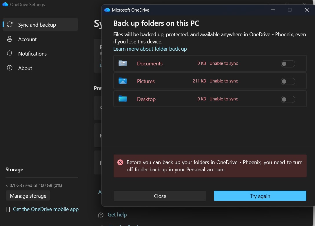 Manage Backup Screen Shot