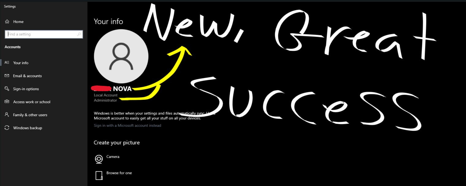 Switched from a Microsoft, to a Local Account, now my User Account is ...