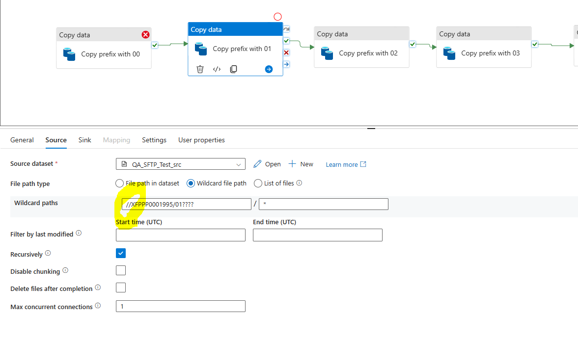 Wildcard folder name is not working as expected in copydata activity in ...