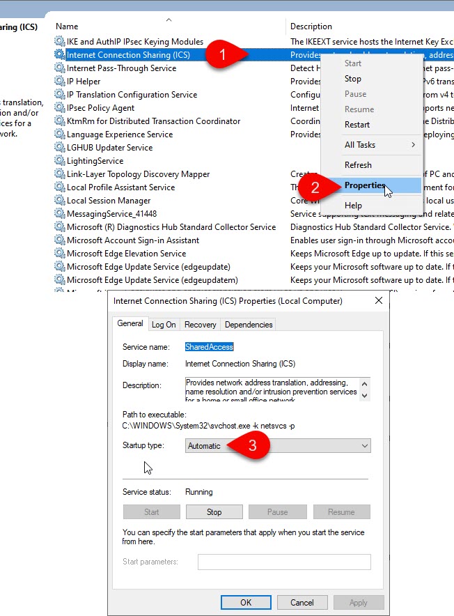 Internet sharing - Microsoft Q&A