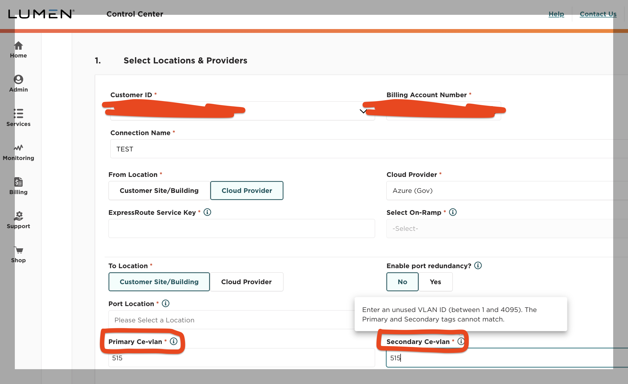 Lumen 2 CE VLANs Mandated